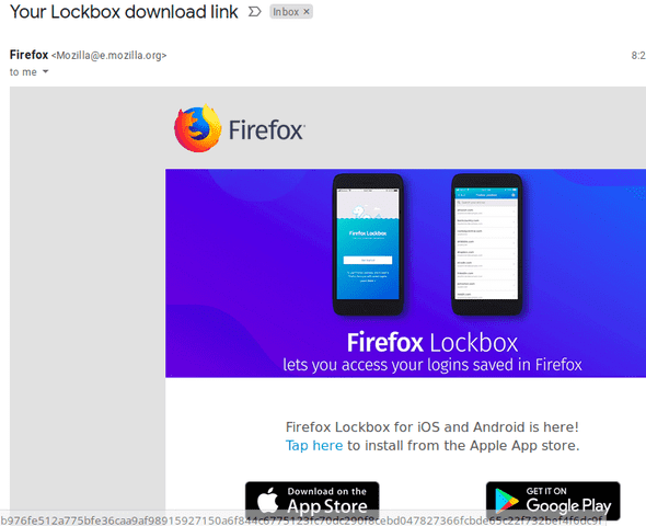 Screenshot of the mail that you get from Mozilla, that has the subject 